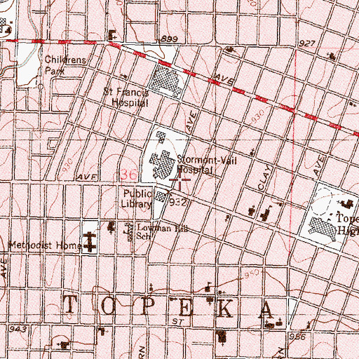 Topographic Map of Washburn Surgery Center, KS