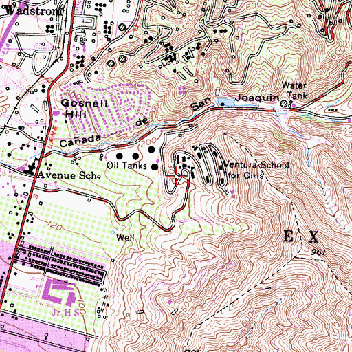 Topographic Map of Ventura School for Girls, CA