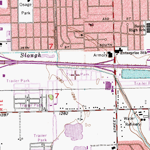 Topographic Map of Silver Spur III Mobile Home Park, KS