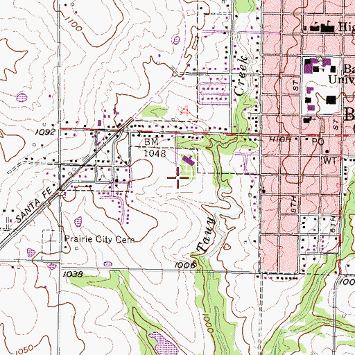 Topographic Map of Baldwin Healthcare and Rehabilitation Center, KS