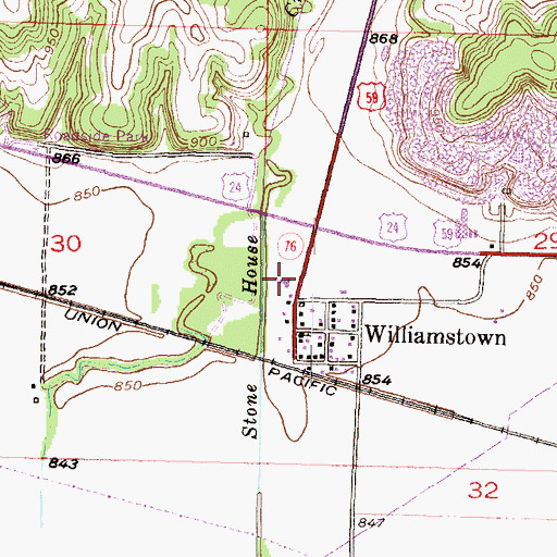 Topographic Map of Williamstown Assembly of God Church, KS