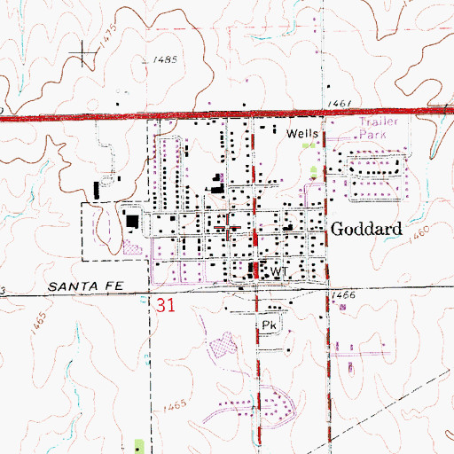 Topographic Map of First Baptist Church, KS