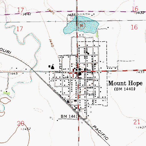 Topographic Map of Mount Hope Post Office, KS