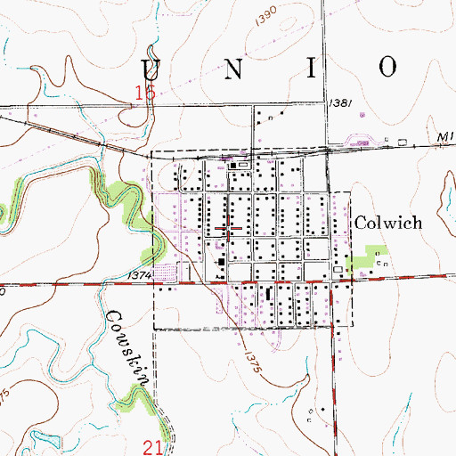 Topographic Map of Colwich Community Library, KS