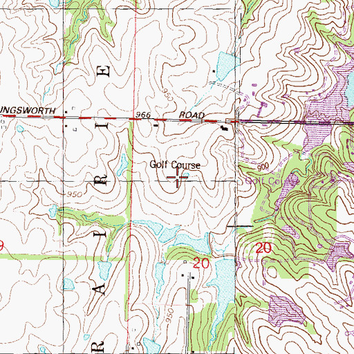 Topographic Map of Dub's Dread Golf Club, KS