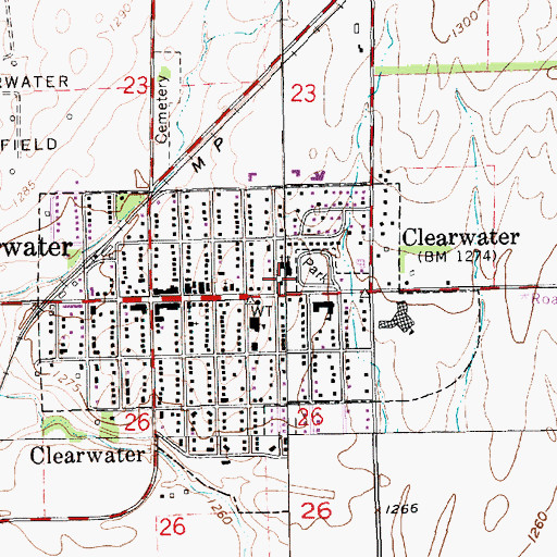 Topographic Map of Clearwater United Methodist Church, KS