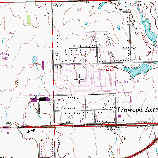 Topographic Map of Park Village Mobile Home Park, KS