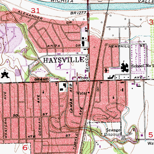 Topographic Map of Haysville Community Library, KS