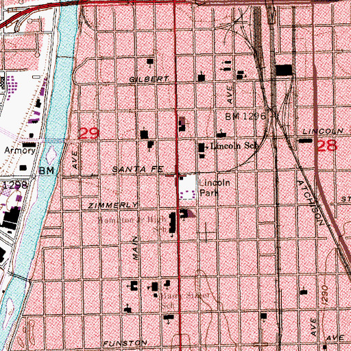 Topographic Map of Kansas Firefighters Museum, KS