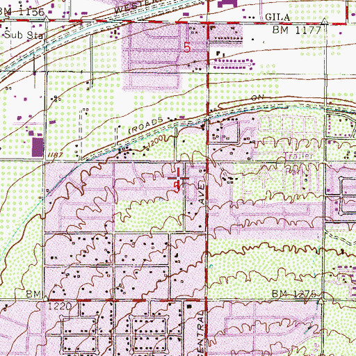 Topographic Map of South Mountain Trailer Park, AZ