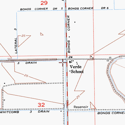 Topographic Map of Verde School, CA