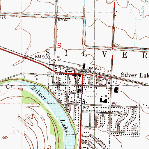 Topographic Map of Silver Lake Library, KS