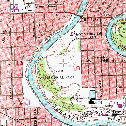 Topographic Map of Sim Park Golf Course, KS