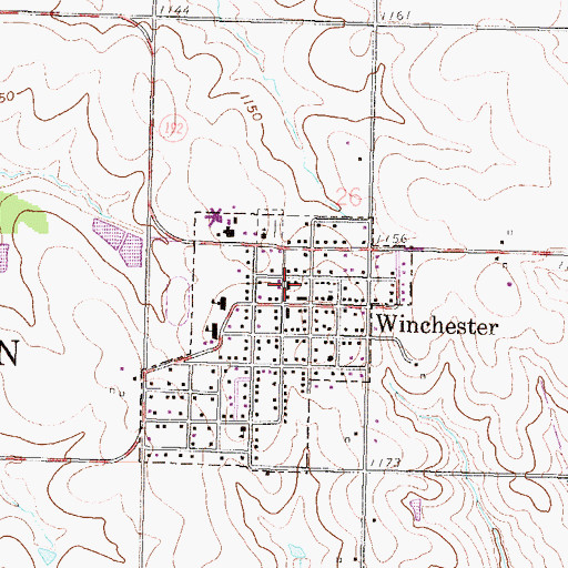 Topographic Map of Winchester Post Office, KS