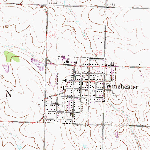 Topographic Map of Winchester Public Library, KS