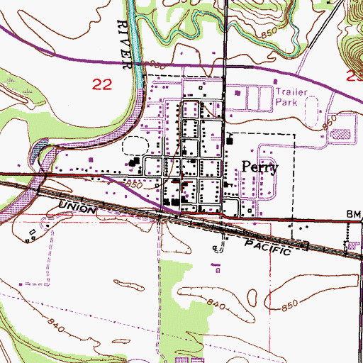 Topographic Map of Perry Post Office, KS