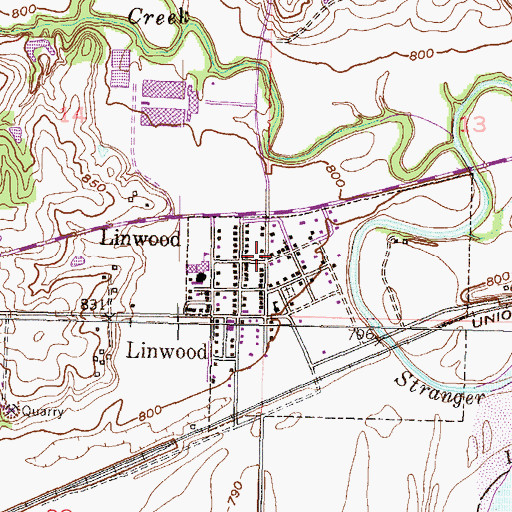 Topographic Map of Linwood Church of Christ, KS