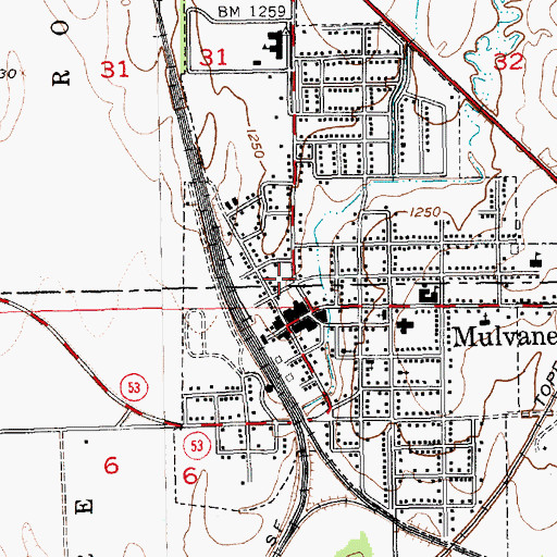Topographic Map of Mulvane City Offices, KS