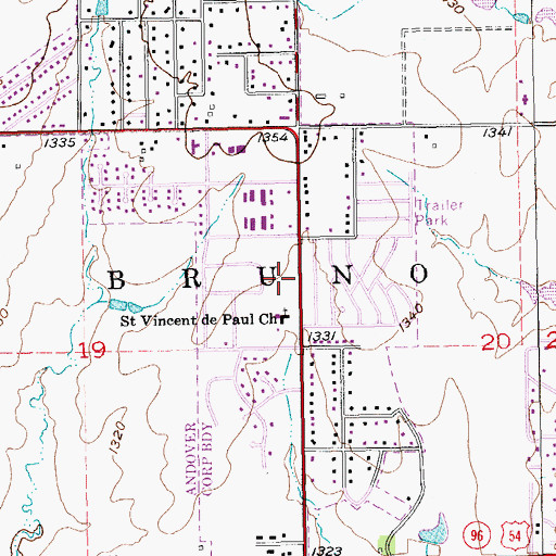 Topographic Map of Andover Post Office, KS