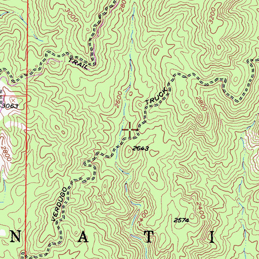 Topographic Map of Verdugo Truck Trail, CA