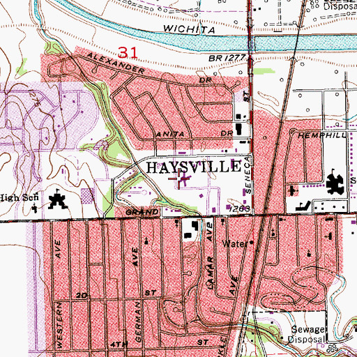 Topographic Map of Haysville Healthcare Center Nursing Home, KS