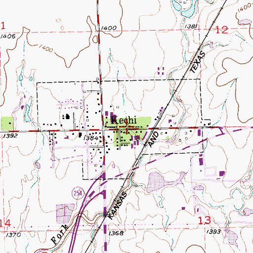 Topographic Map of Kechi City Hall, KS