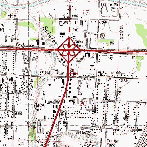 Topographic Map of North Topeka Post Office, KS