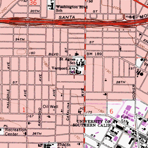 Topographic Map of Vermont Elementary School, CA