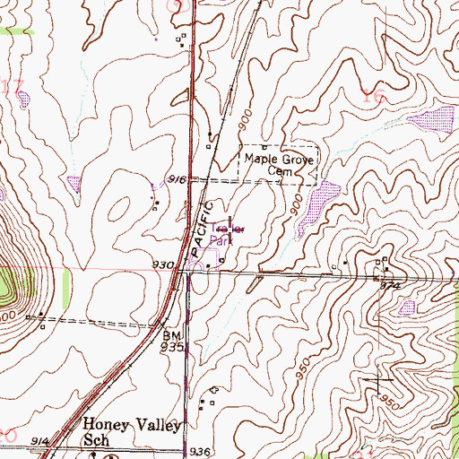 Topographic Map of Paradise Mobile Home Park, KS