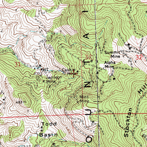 Topographic Map of Cashier Mine, AZ
