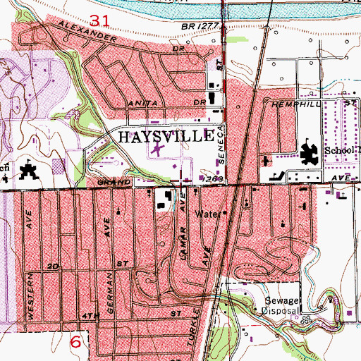 Topographic Map of Haysville Post Office, KS
