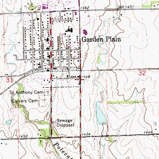 Topographic Map of Garden Plain Community Church, KS