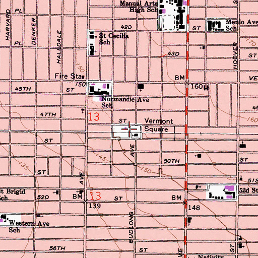Topographic Map of Vermont Square, CA