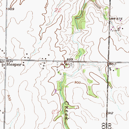Topographic Map of Hesper Friends Church, KS