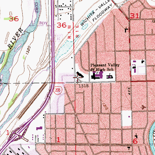 Topographic Map of Pleasant Valley Mobile Home Park, KS