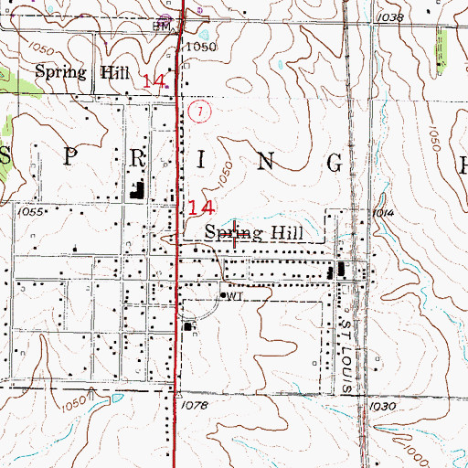 Topographic Map of Beverly Health and Rehabilitation Center of Spring Hill, KS