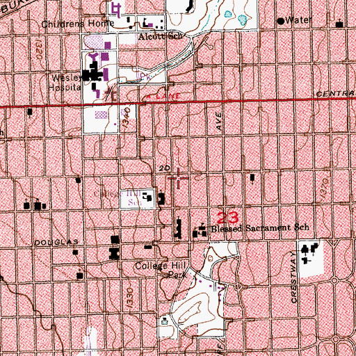 Topographic Map of Allen - Lambe House Museum, KS