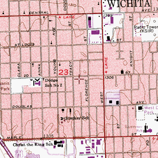 Topographic Map of Reds Mobile Home Park, KS