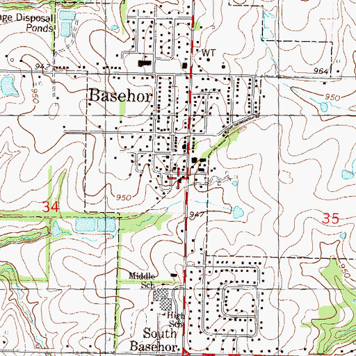 Topographic Map of Basehor Municipal Court, KS