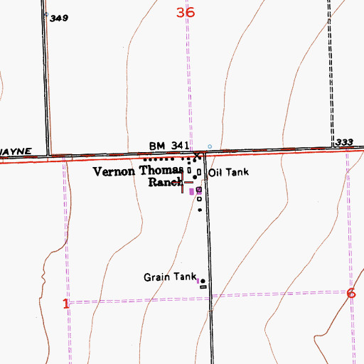 Topographic Map of Vernon Thomas Ranch, CA