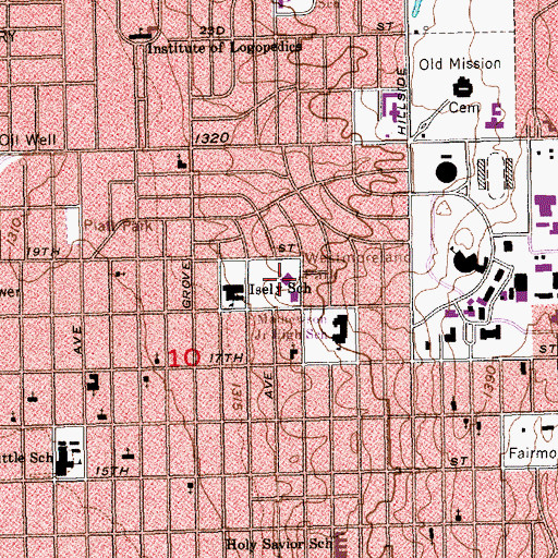 Topographic Map of Lynette Woodard Recreation Center, KS