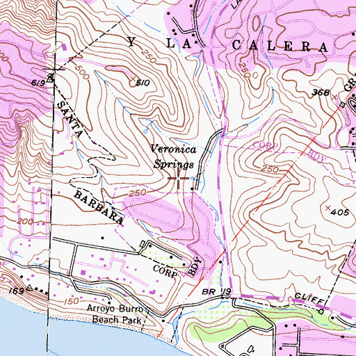 Topographic Map of Veronica Springs, CA
