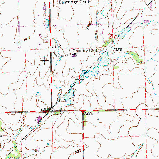 Topographic Map of Hidden Lake Golf Course, KS