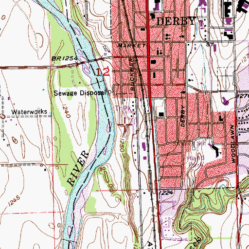 Topographic Map of Rolling Green Mobile Home Park, KS