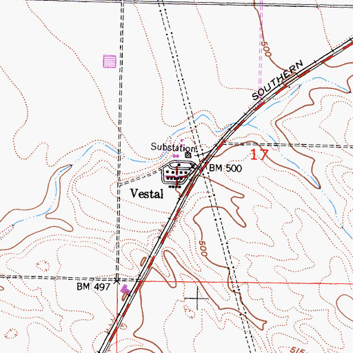 Topographic Map of Vestal, CA