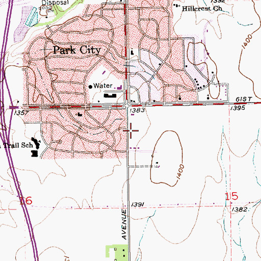 Topographic Map of Park City Senior Center, KS