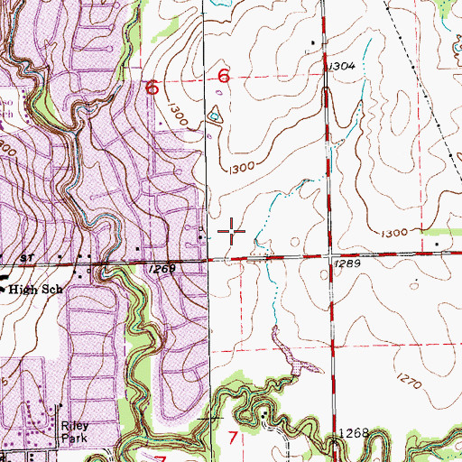 Topographic Map of Derby Public Library, KS