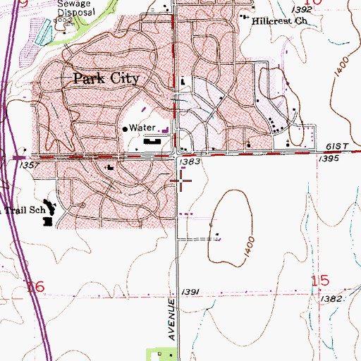 Topographic Map of Park City Municipal Court, KS