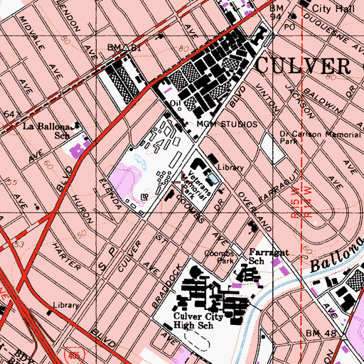 Topographic Map of Veterans Memorial Park, CA