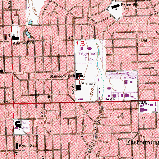 Topographic Map of Life Care Center of Wichita Nursing Home, KS